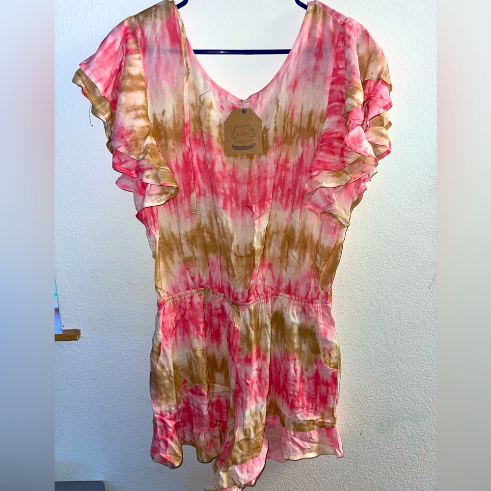 Pink and brown romper